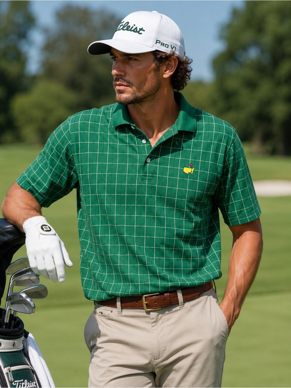 Vintage Amen Corner The Master’s Polo Green Plaid 60s Two-Ply Double Mercerized